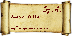 Szinger Anita névjegykártya
